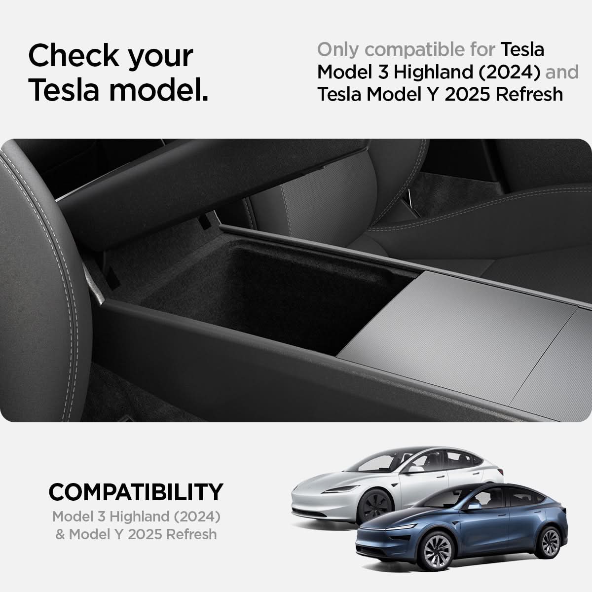 Tesla Series - Armrest Console Organizer Upper Tray | 2-Section 3 Tesla Series - Armrest Console Organizer Upper Tray | 2-Section
