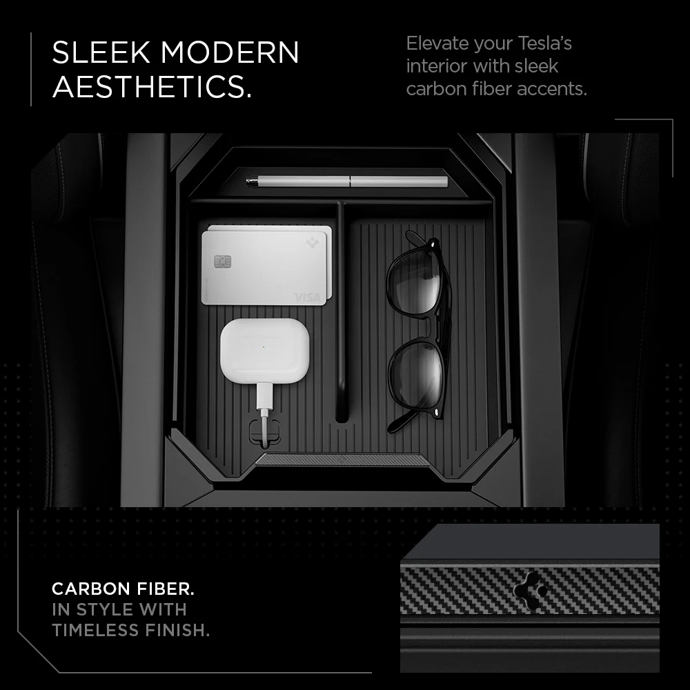Tesla Series - Non-Slide Center Console Organizer | 3-Section 18 Tesla Series - Non-Slide Center Console Organizer | 3-Section