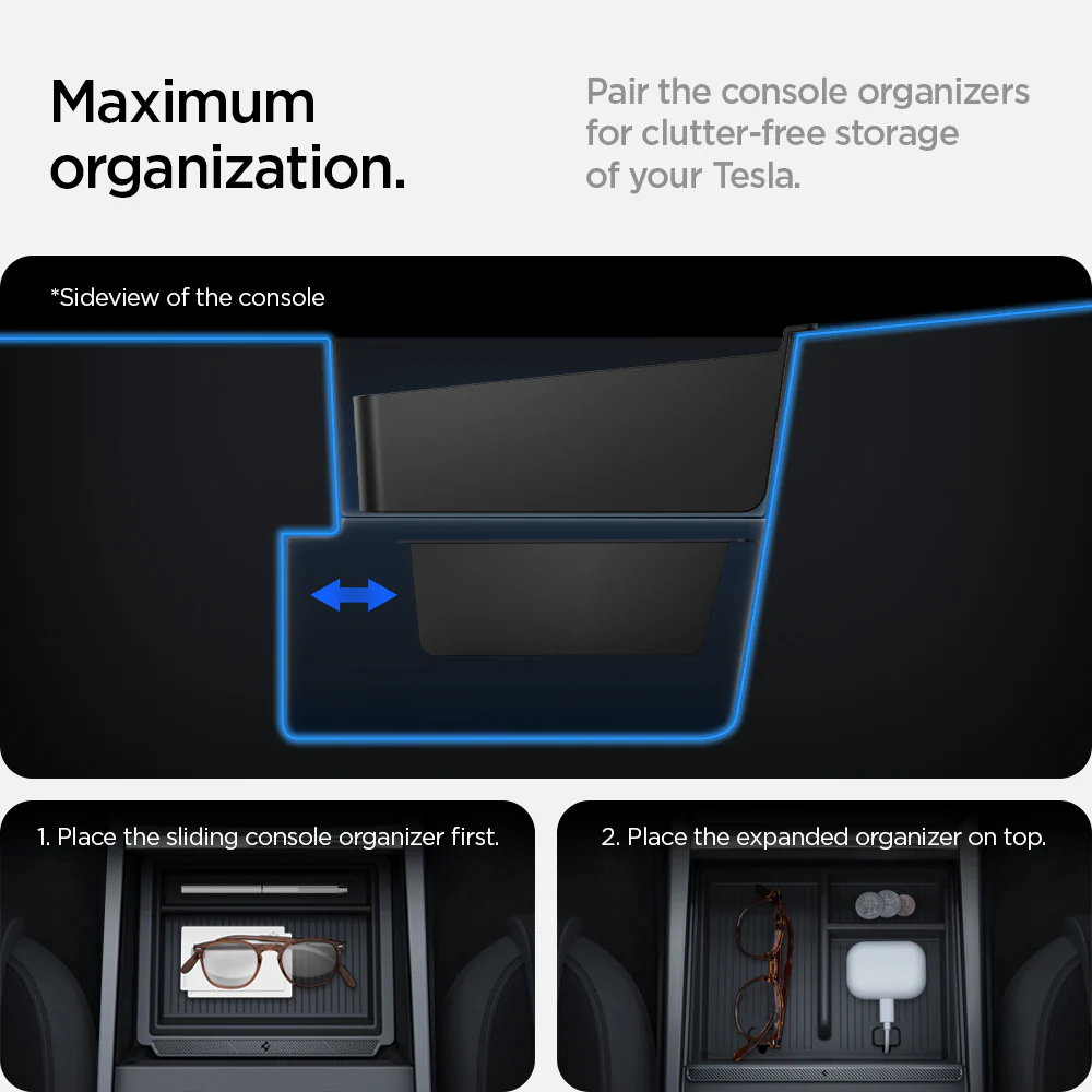 Tesla Series - Non-Slide Center Console Organizer | 3-Section 37 Tesla Series - Non-Slide Center Console Organizer | 3-Section