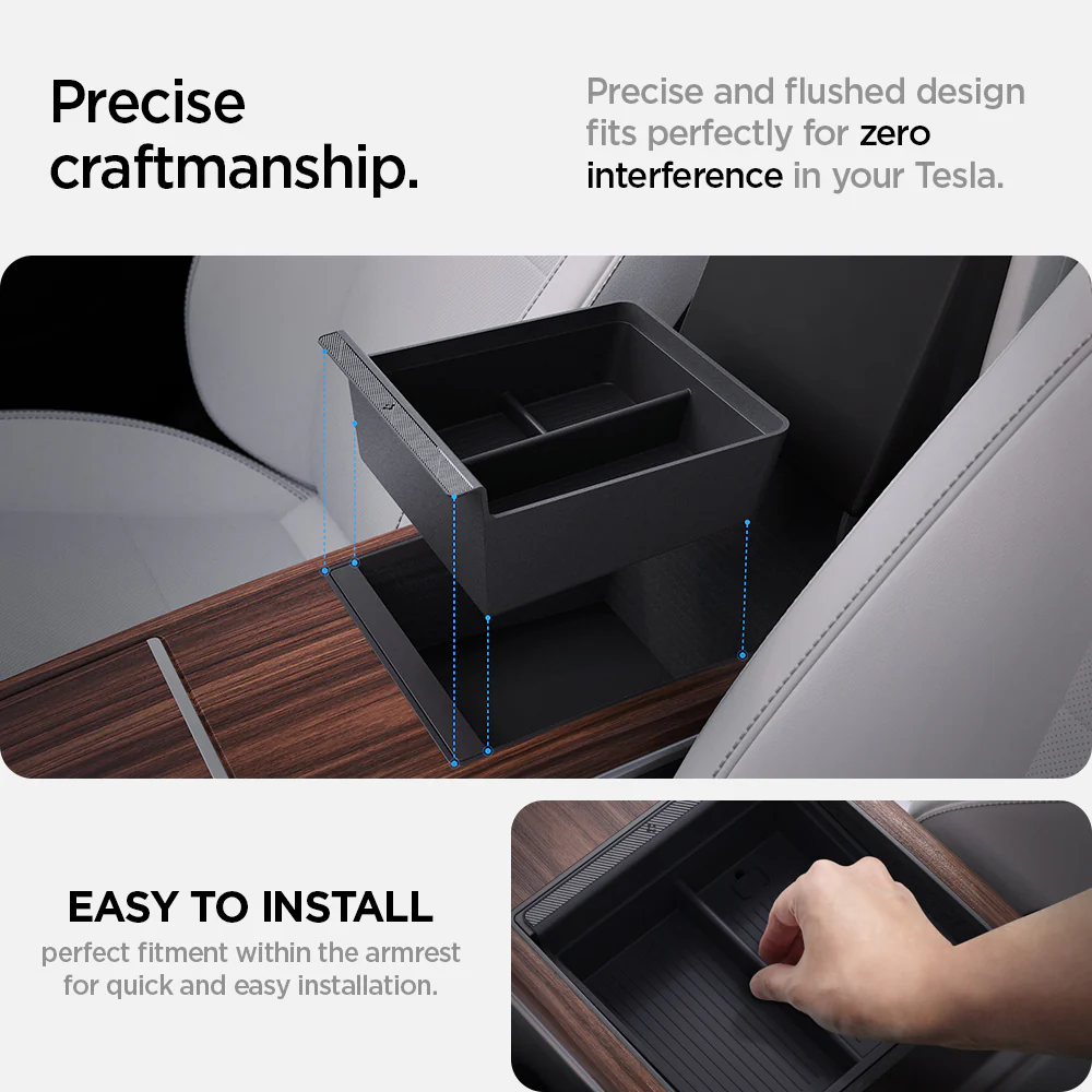 Tesla Series - Non-Slide Center Console Organizer | 3-Section 8 Tesla Series - Non-Slide Center Console Organizer | 3-Section