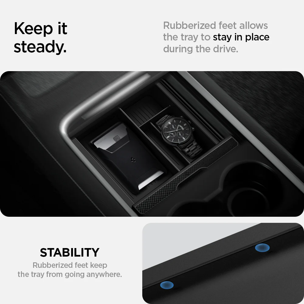 Tesla Series - Sliding Center Console Organizer Upper Tray | 4-Section 8 Tesla Series - Sliding Center Console Organizer Upper Tray | 4-Section