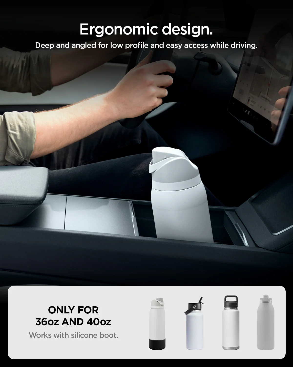 Tesla Series - Sliding Center Console Organizer with Bottle Holder | TO220SC 4 Tesla Series - Sliding Center Console Organizer with Bottle Holder | TO220SC