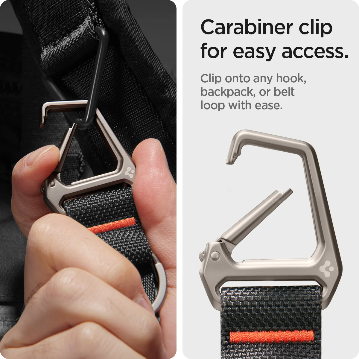 Carabiner Black Strap + Key Ring 10 Carabiner Black Strap + Key Ring