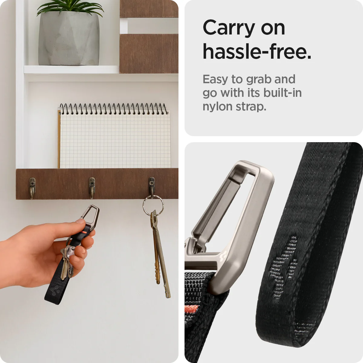 Carabiner Black Strap + Key Ring 12 Carabiner Black Strap + Key Ring