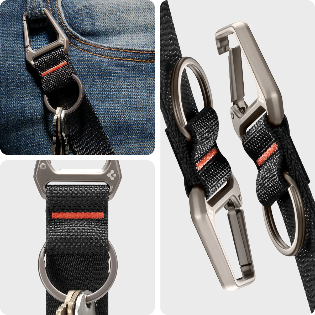 Carabiner Black Strap + Key Ring 14 Carabiner Black Strap + Key Ring