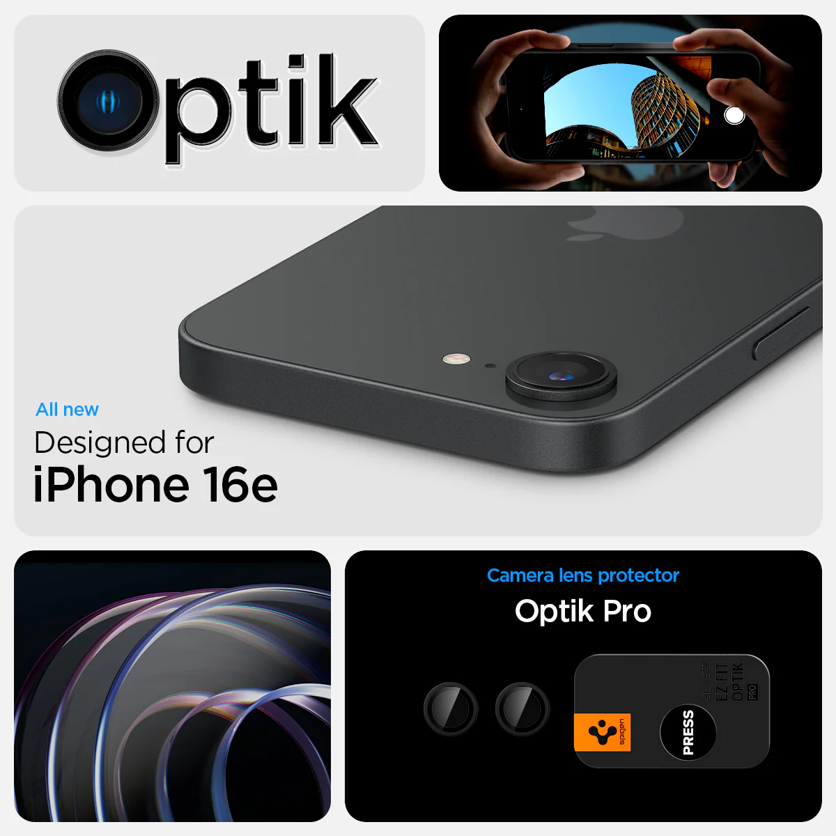 iPhone 16e Series - Optik Pro EZ Fit Lens Protector 6 iPhone 16e Series - Optik Pro EZ Fit Lens Protector